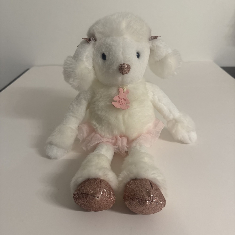 Histoire d'Ours Poodle Designer White & Pink Dog Puppy Soft‎ Toy  Plush